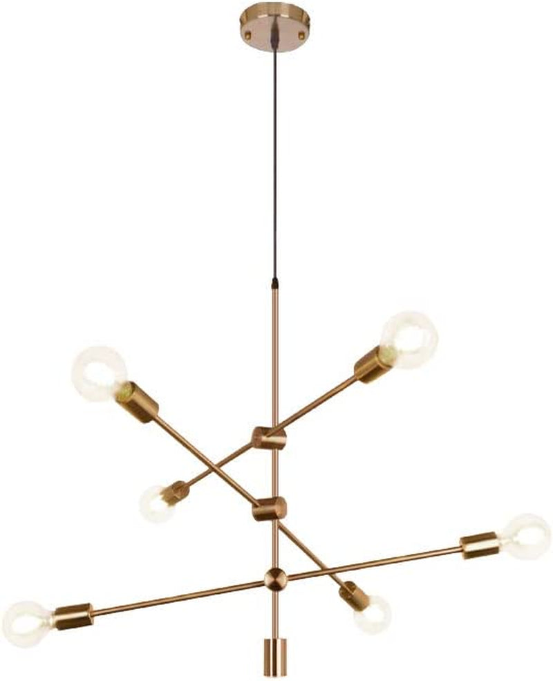 Walnut Tree Sputnik Chandelier 6 Lights Modern Pendant Lighting Ceiling Light Fixture, Brass, Bedroom Living Room Kitchen Hallway Home & Garden > Lighting > Lighting Fixtures > Chandeliers Walnut Tree   