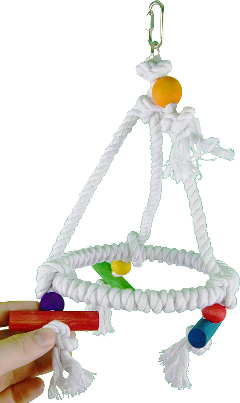 Bonka Bird Toys 1422 Rope Swing Pyramid Perch Toy Parrot Cage Perches Cages Parakeet Lovebird Conure Cockatiel Parakeets Swings Aviary Playground Ring Gym Supplies Animals & Pet Supplies > Pet Supplies > Bird Supplies Bonka Bird Toys   