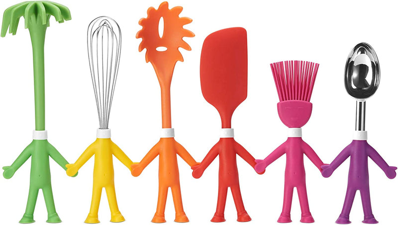 Kitchen Utensils Set in Human-Shape– 6 Pcs Cute Kitchen Accessories, Cooking Gadgets, Funny Christmas Gift, Silicone Spatula, Potato Masher, Whisk, Ice Cream Scoop, Basting Brush, & Pasta Fork Home & Garden > Kitchen & Dining > Kitchen Tools & Utensils centervs   