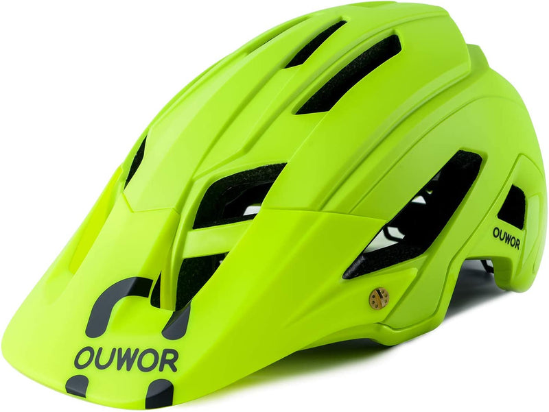 OUWOR Mountain Bike MTB Helmet for Adults and Youth Sporting Goods > Outdoor Recreation > Cycling > Cycling Apparel & Accessories > Bicycle Helmets OUWOR Fluorescent Green Medium: 54-58 cm / 21.2-22.8 inch 