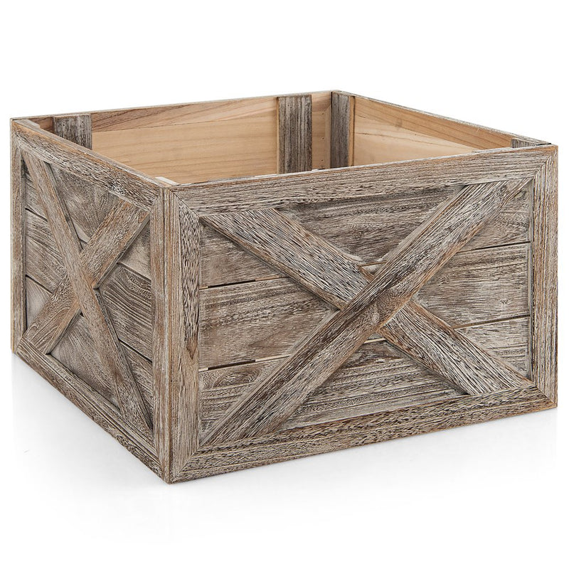 Costway Wooden Tree Collar Box Farmhouse Christmas Tree Skirt Cover 30.5 X 22.5 in Grey Home & Garden > Decor > Seasonal & Holiday Decorations > Christmas Tree Skirts Costway Gray  