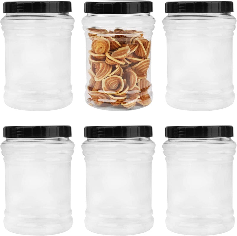 34Oz Plastic Jars with Lids,Accguan round Containers, Ideal for Kitchen & Household Storage of Goods .Set of 12
