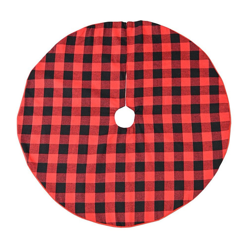 35.4 Inches Red and Black Buffalo Plaid Christmas Tree Skirt Mat Decor for Holiday Party New Year Xmas Decoration Home & Garden > Decor > Seasonal & Holiday Decorations > Christmas Tree Skirts Lorddream   