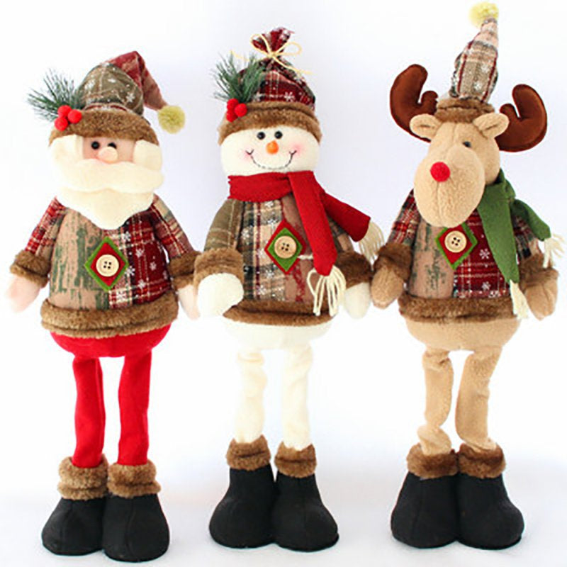Christmas Santa Claus Elk Snowman Plush Dolls Xmas Home Party Decoration  Esho   