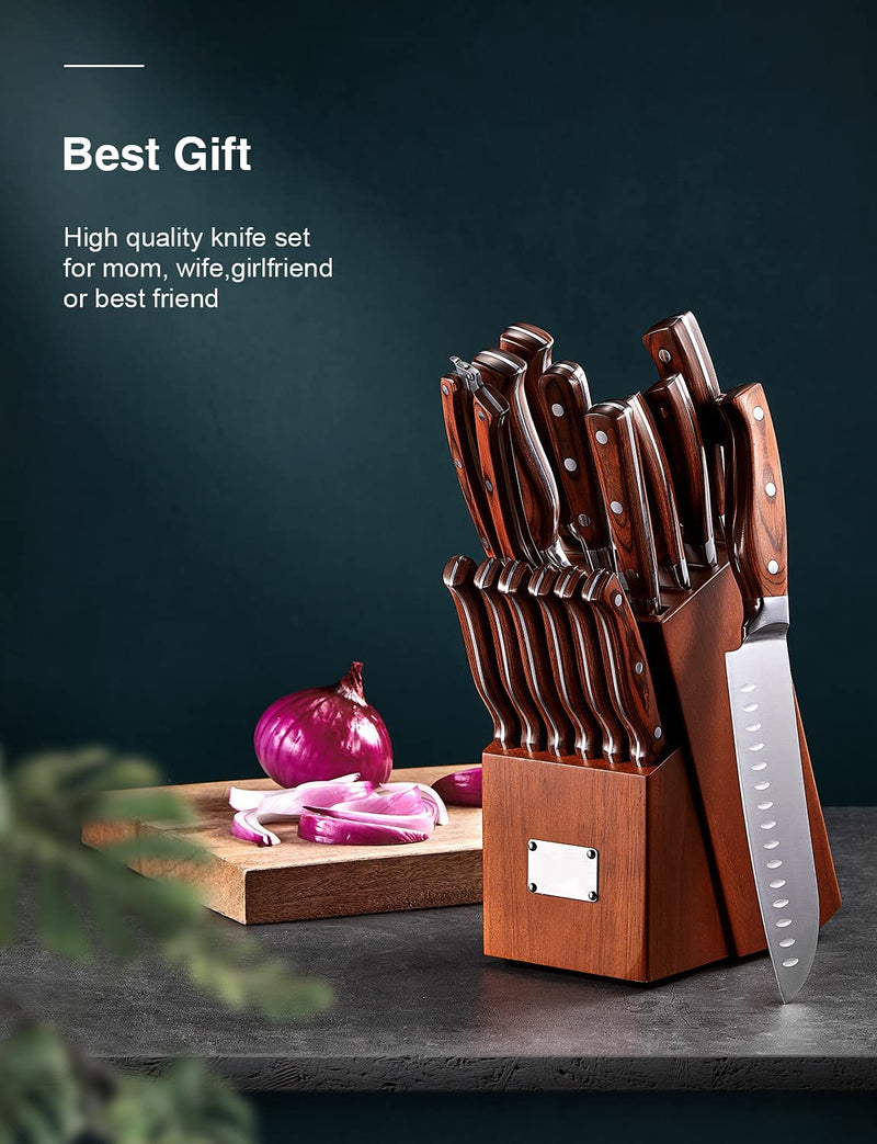 Knife Set, High Carbon Stainless Steel Kitchen Knife Set 16PCS, Super Sharp Cutlery Knife with Carving Fork and Serrated Steak Knives Home & Garden > Kitchen & Dining > Kitchen Tools & Utensils > Kitchen Knives n\c   
