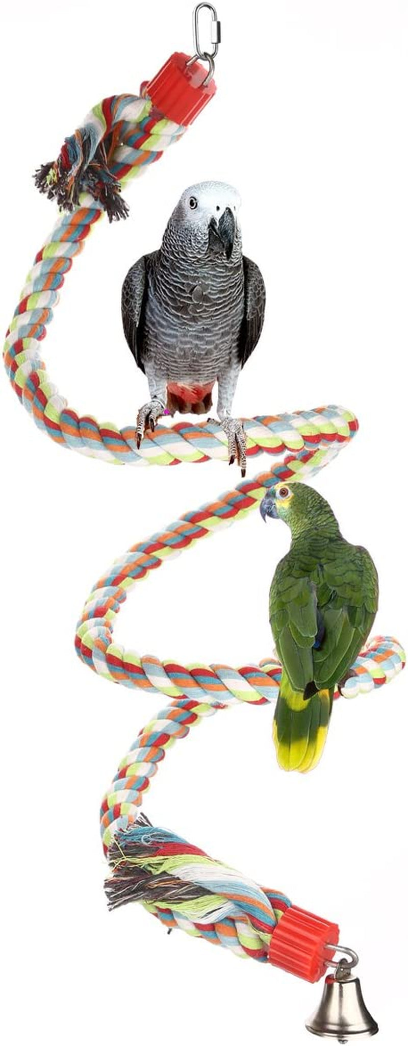 Jusney Bird Perch, Large Parrot Toys 63 Inch Climbing Rope Bungee Bird Toys