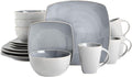 Gibson Soho Lounge 16-Piece Square Reactive Glaze Dinnerware Set, Red Home & Garden > Kitchen & Dining > Tableware > Dinnerware Gibson Light Gray Service for 4 (16pc) 