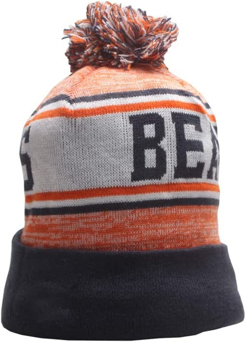 Iasiti Football Team Beanie Winter Beanie Hat Skull Knitted Cap Cuffed Stylish Knit Hats for Sport Fans Toque Cap Sporting Goods > Outdoor Recreation > Winter Sports & Activities MGTER Chicago&orange  