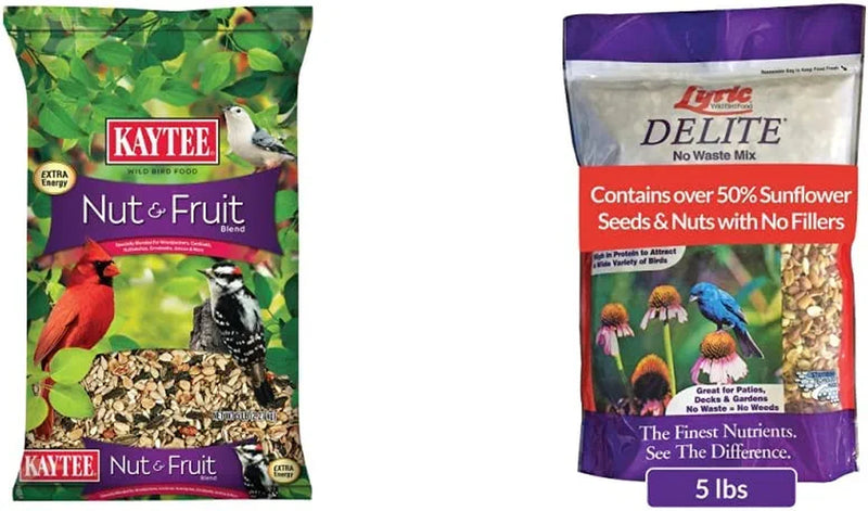 Kaytee Wild Bird Food Nut & Fruit Seed Blend for Cardinals, Chickadees, Nuthatches, Woodpeckers and Other Colorful Songbirds, 5 Pounds & Audubon Park 12231 Cardinal Blend Wild Bird Food, 4-Pounds Animals & Pet Supplies > Pet Supplies > Bird Supplies > Bird Food Kaytee Fruit Seed Blend + No Waste-5 lb 5 Pounds 