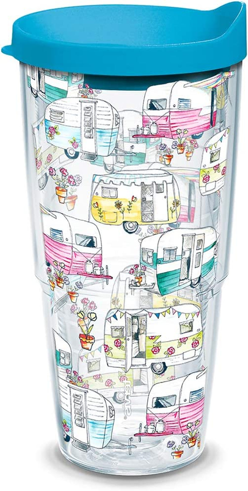 Tervis Made in USA Double Walled Colorful Camper Insulated Tumbler Cup Keeps Drinks Cold & Hot, 16Oz, Clear Home & Garden > Kitchen & Dining > Tableware > Drinkware Tervis Classic - Lidded 24oz 