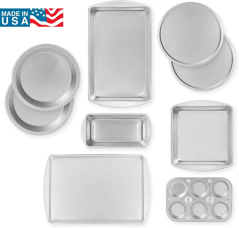 G&S Metal Products AZ999T EZ Baker Steel Bakeware, Set of 9, Gray
