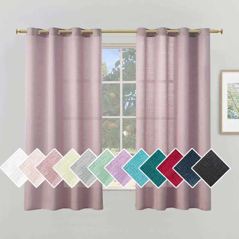 SOFJAGETQ Light Grey Sheer Curtains, Linen Look Semi Sheer Curtains 84 Inches Long, Grommet Light Filtering Casual Textured Privacy Curtains for Living Room, Bedroom, 2 Panels (Each 52 X 84 Inch Home & Garden > Decor > Window Treatments > Curtains & Drapes SOFJAGETQ Dusty Pink 52W x 63L 