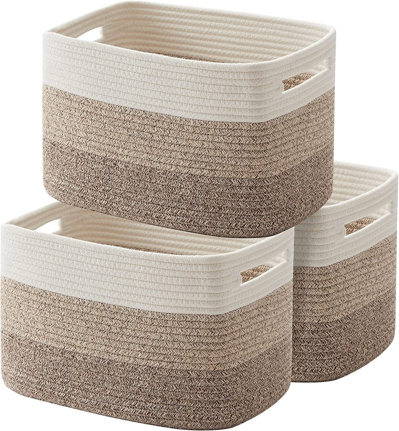 OIAHOMY Storage Basket, Woven Baskets for Storage, Cotton Rope Basket for Toys,Towel Baskets for Bathroom - Pack of 3 Home & Garden > Household Supplies > Storage & Organization OIAHOMY Gradient Yellow  