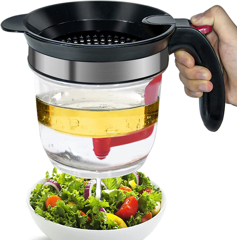 Fat Separator with Bottom Release, 4 Cup Gravy Separator for Cooking with Oil Strainer, Kitchen Gadgets Grease Separator Packaged with a 3-In-1 Multifunctional Peeler (Green) Home & Garden > Kitchen & Dining > Kitchen Tools & Utensils VONDIOR Red  