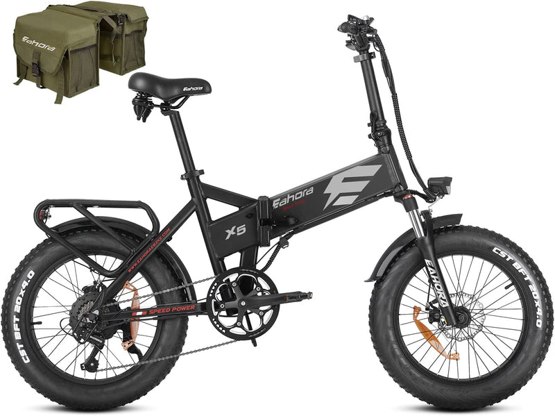 Eahora Upgraded X5 750W Electric Bike for Adults,30Mph Fat Tire Electric Bike with 48V/15AH Removable Battery,20 Inch Folding Electric Bike with Shimano 7-Speed, Cruise Control Sporting Goods > Outdoor Recreation > Cycling > Bicycles Shenzhen Lezhongtian Trading Co., Ltd. Black-  