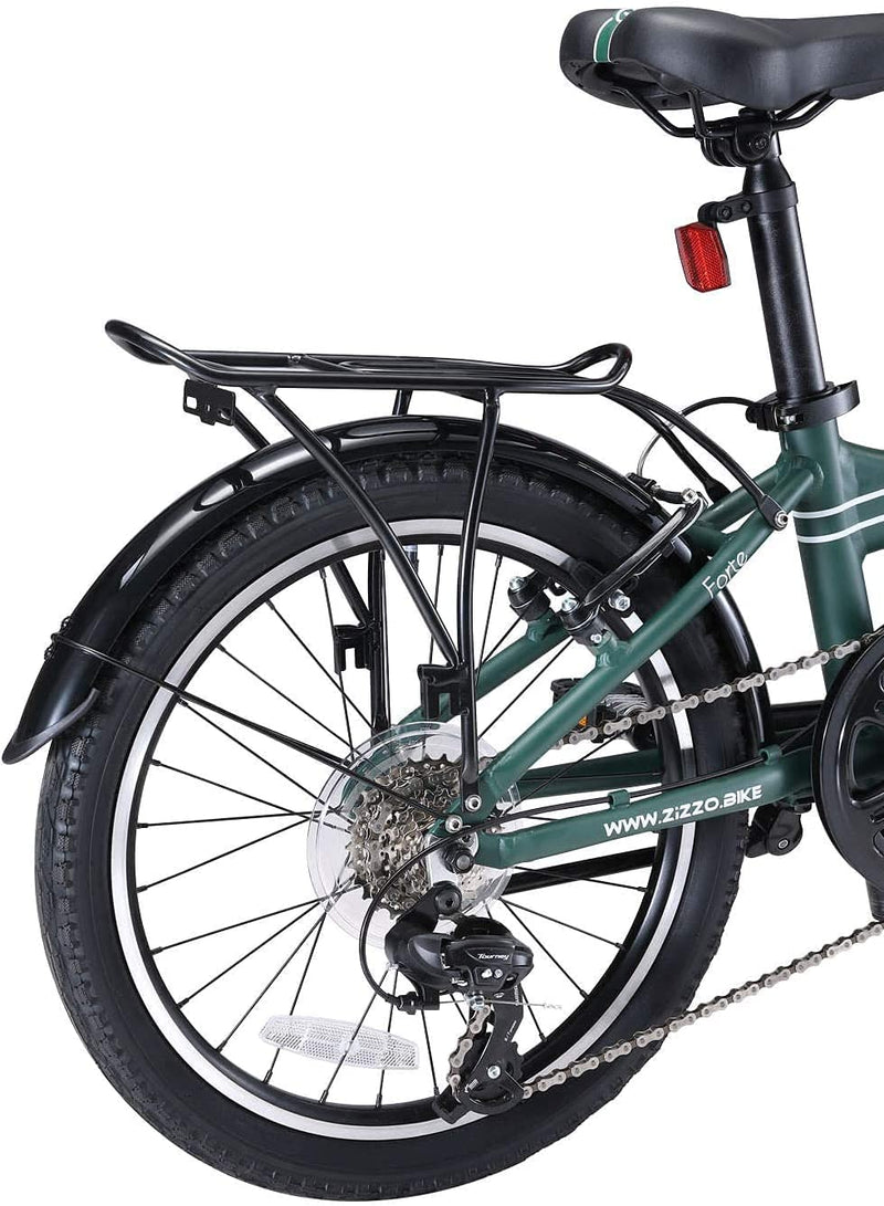 Zizzo Forte Heavy Duty Folding Bike-Lightweight Aluminum Frame Genuine Shimano 20-Inch Folding Bike with Fenders, Rack and 300 Lbs Weight Limit Sporting Goods > Outdoor Recreation > Cycling > Bicycles ZIZZO   