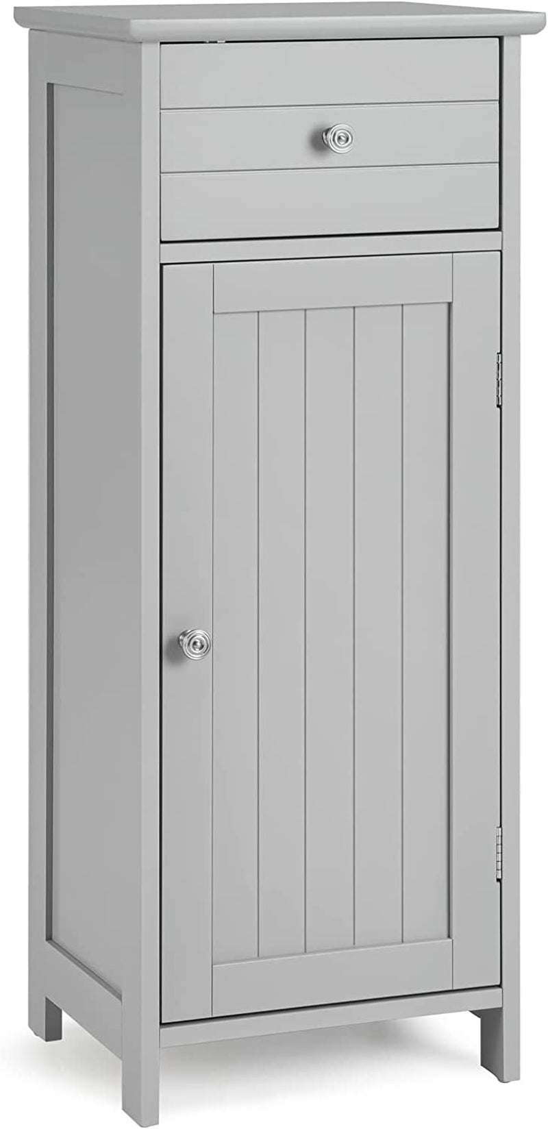 Tangkula Bathroom Floor Cabinet, Freestanding Storage Cabinet with Adjustable Shelf and Drawer, Anti-Tilt Design, Wooden Floor Storage Cabinet for Bathroom Living Room, 14 X 12 X 34.5 Inches (White) Home & Garden > Household Supplies > Storage & Organization Tangkula Grey  