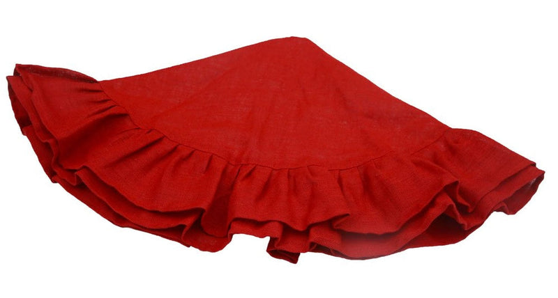 36" Festive Red Christmas Tree Skirt with Ruffled Edge by Primitive Home Decors Home & Garden > Decor > Seasonal & Holiday Decorations > Christmas Tree Skirts Home Collections by Raghu   