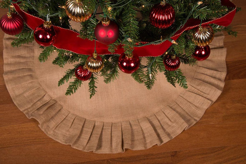 36" Festive Red Christmas Tree Skirt with Ruffled Edge by Primitive Home Decors Home & Garden > Decor > Seasonal & Holiday Decorations > Christmas Tree Skirts Home Collections by Raghu 36" Tan 