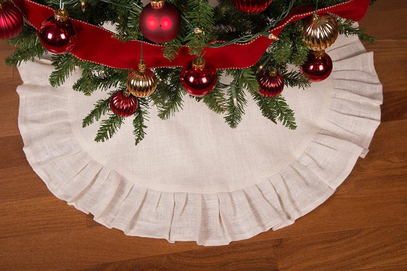 36" Festive Red Christmas Tree Skirt with Ruffled Edge by Primitive Home Decors Home & Garden > Decor > Seasonal & Holiday Decorations > Christmas Tree Skirts Home Collections by Raghu 36" Cream 