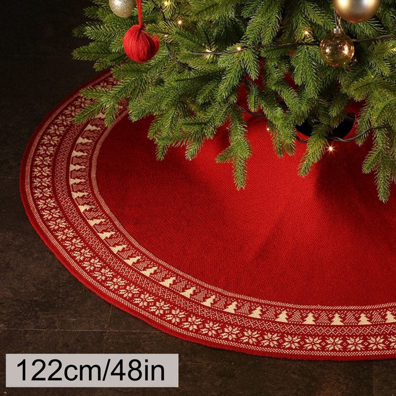 36 Inch Christmas Tree Skirt Knitted Snowflakes Tree Skirt Rustic Knit Tree Skirt for Holiday Christmas Decorations, Double Layers Home & Garden > Decor > Seasonal & Holiday Decorations > Christmas Tree Skirts Angmile   
