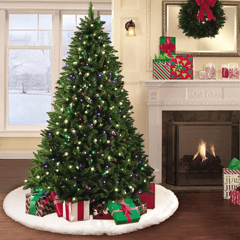 36 Inch Christmas Tree Skirt Snow White Faux Fur Christmas Tree Decorations for Holiday Party Xmas Ornaments Home & Garden > Decor > Seasonal & Holiday Decorations > Christmas Tree Skirts CRCZK   
