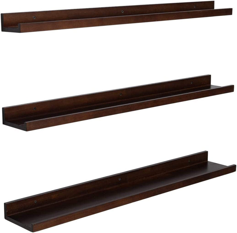36 Inch Floating Shelves for Wall Set of 3 Espresso Wall Mounted Picture Ledge Shelf Wooden Wall Shelf Floating Bookshelves for Living Room Bedroom Kitchen Bathroom 3 Different Sizes Furniture > Shelving > Wall Shelves & Ledges AZSKY 36inch set 3  