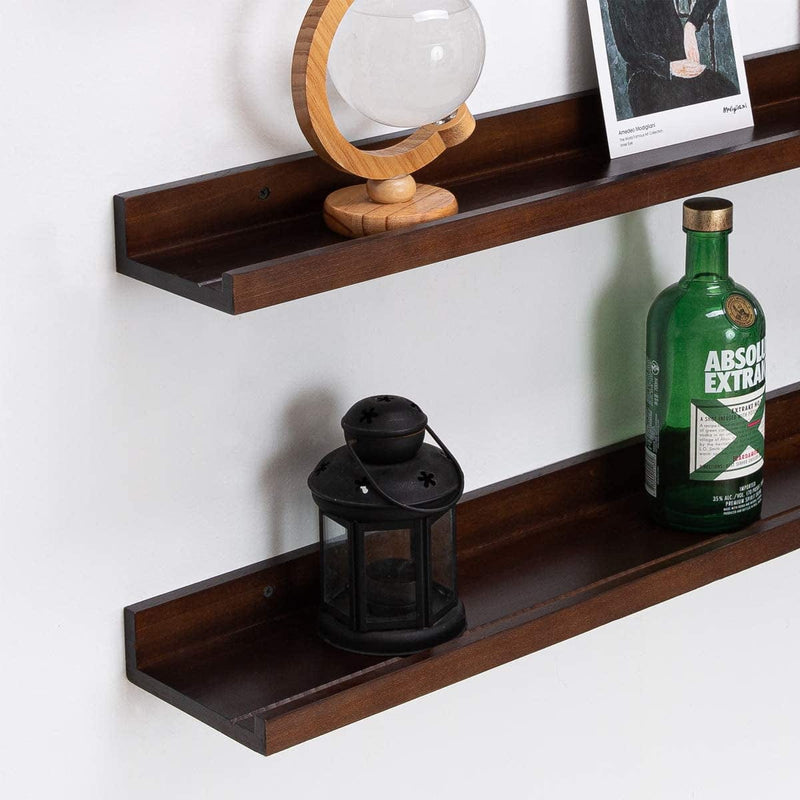 36 Inch Floating Shelves for Wall Set of 3 Espresso Wall Mounted Picture Ledge Shelf Wooden Wall Shelf Floating Bookshelves for Living Room Bedroom Kitchen Bathroom 3 Different Sizes Furniture > Shelving > Wall Shelves & Ledges AZSKY   