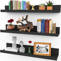 36 Inch Floating Shelves for Wall, Set of 3 in Walnut Brown, Modern Rustic Style, Wall Mounted Display Shelves, Picture Ledges by Icona Bay Furniture > Shelving > Wall Shelves & Ledges Icona Bay Ebony Black 24" 