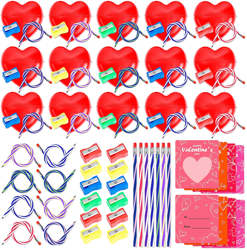 36 Pack Valentines Day Cards for Kids, Valentines Bendy Pencil with Filled Hearts Bulk, Valentines Gifts for Boys Girls, Fun Valentines Party Favors, Classroom Exchange Prizes for School Class Teacher Home & Garden > Decor > Seasonal & Holiday Decorations DOCIEA   