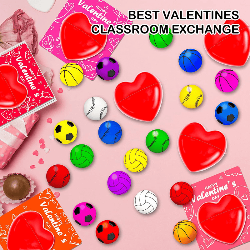 36 Pack Valentines Day Cards for Kids, Valentines Bouncy Balls with Filled Heart Bulk, Valentines Gifts for Boys Girls, Fun Valentines Party Favors, Classroom Exchange Prizes for School Class Teacher