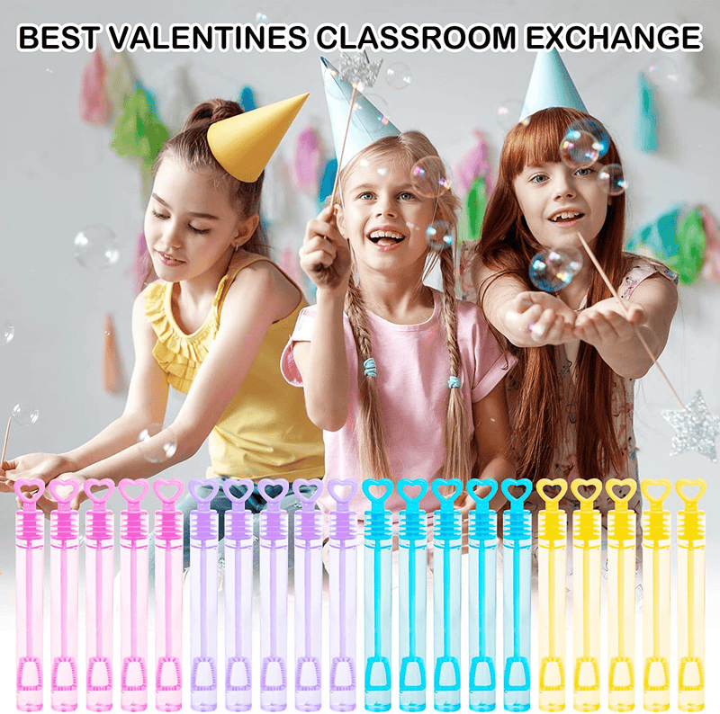 36 Pack Valentines Day Cards with Mini Heart Bubble Wands for Kids, Valentine'S Day Gifts Set, Fun Valentines Party Favors for Boys Girls, Classroom Exchange Treat Prizes Bulk for School Class Teacher