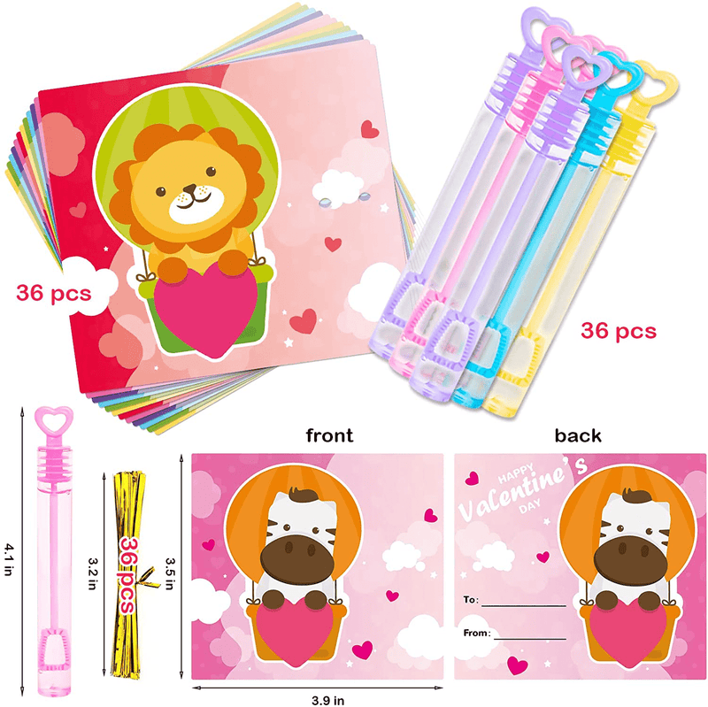 36 Pack Valentines Day Cards with Mini Heart Bubble Wands for Kids, Valentine'S Day Gifts Set, Fun Valentines Party Favors for Boys Girls, Classroom Exchange Treat Prizes Bulk for School Class Teacher Home & Garden > Decor > Seasonal & Holiday Decorations DOCIEA   
