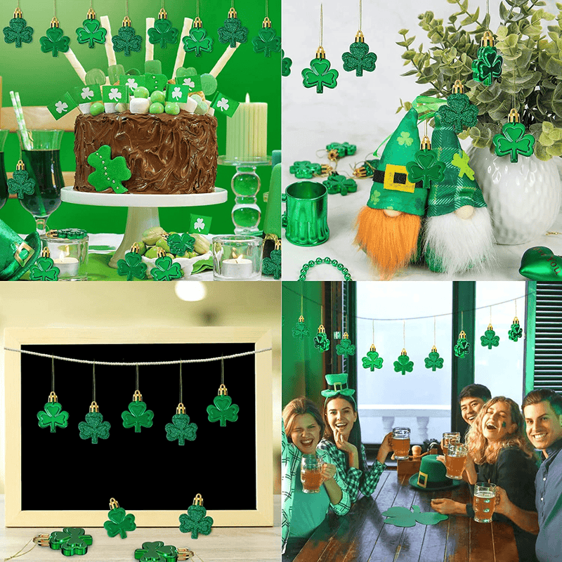 36 Pcs St Patricks Day Shamrock Ornaments for Tree, Irish Green Mini Ornament Hanging Clover Baubles Trefoil Good Lucky Decorations for the Home, St. Patrick'S Day Party Favors Table Decor Arts & Entertainment > Party & Celebration > Party Supplies Eunvabir   