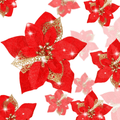 36 Pieces Christmas Glitter Poinsettia Artificial Flowers Christmas Flowers Decorations Wedding Xmas Tree New Year Ornaments (Gold, Double Layer Hollow Style) Home & Garden > Decor > Seasonal & Holiday Decorations& Garden > Decor > Seasonal & Holiday Decorations WILLBOND Red  