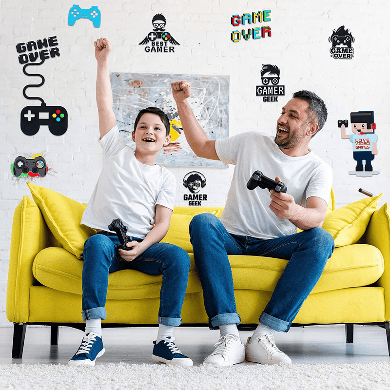 36 Pieces Video Game Wall Decals Gaming Controller Wall Stickers Removable DIY Cartoon Party Wallpaper for Playroom Bedroom Living Room Decor Arts & Entertainment > Hobbies & Creative Arts > Arts & Crafts > Art & Crafting Materials > Embellishments & Trims > Decorative Stickers Outus   