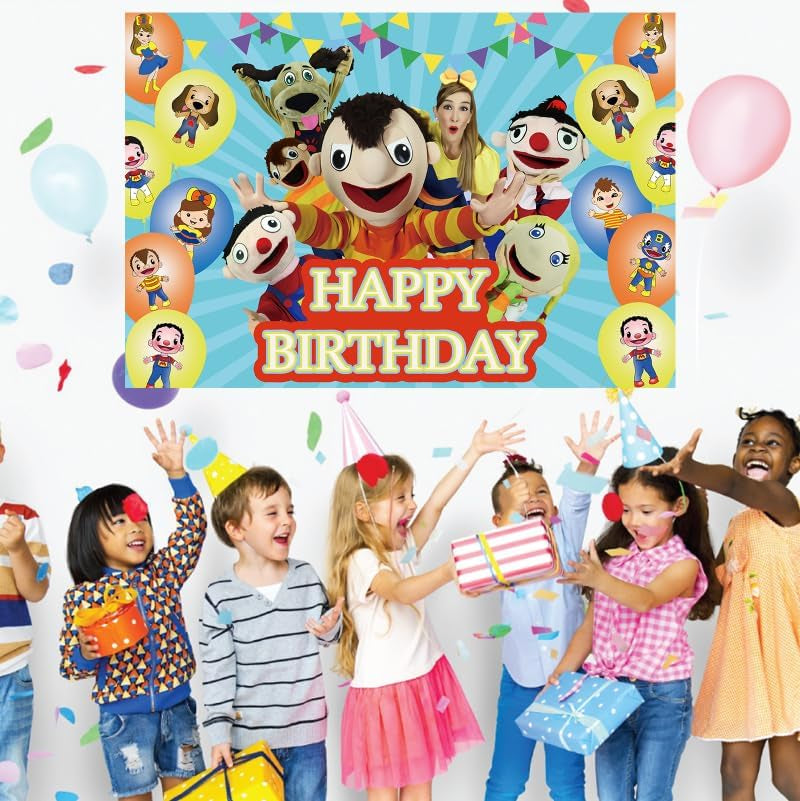 Beto Y Bely Birthday Party Supplies,5X3 Ft Beto Y Bely Cartoon Happy Birthday Baby Shower Banner.Suitable for Boys'Girl Birthday Party Decoration.  HANJIEJIE   