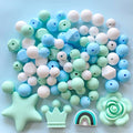 Sports Silicone Beads 15Mm Baseball Softball Football round Silicone Beads Soccer Basketball Volleyball Silicone Accessory Kit for Keychain Making Bracelet Necklace Handmade Crafts-60Pcs Sporting Goods > Outdoor Recreation > Winter Sports & Activities DNCHGOYA Mint Star style  