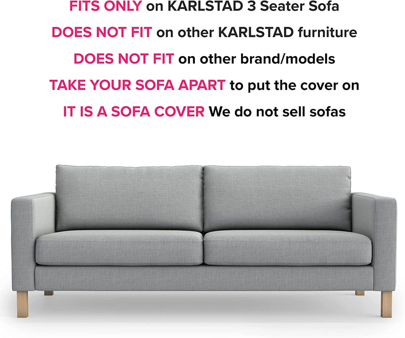 MASTERS of COVERS Thick Polyester Material Snug Fit Karlstad 3 Seat (Not 2 Seat) Sofa Cover Slipcover for the IKEA Karlstad Three Seat Slipcover Replacement-Light Grey (Length:80'')
