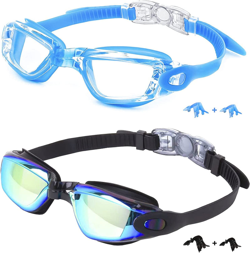 Kids Swim Goggles,2 Pack Anti-Fog Leak Proof Kids Swimming Goggles,Anti-Uv Clear Vision Glasses for Children Age 6-14