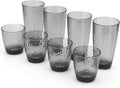 Hammered 15-Ounce and 26-Ounce Plastic Tumbler Acrylic Glasses, Set of 8 Smoky Grey Home & Garden > Kitchen & Dining > Tableware > Drinkware KOXIN-KARLU Gray  