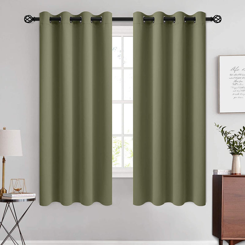 COSVIYA Grommet Blackout Room Darkening Curtains 84 Inch Length 2 Panels,Thick Polyester Light Blocking Insulated Thermal Window Curtain Dark Green Drapes for Bedroom/Living Room,52X84 Inches Home & Garden > Decor > Window Treatments > Curtains & Drapes COSVIYA Sage 52W x 63L 