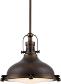 Kira Home Beacon 11" Industrial Farmhouse Pendant Light with round Fresnel Glass Lens, Adjustable Hanging Height, Brushed Nickel Finish