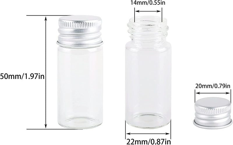Maxmau 24 Sets 10Ml Glass Vials Small Bottles Mini Tiny Jars with Aluminum Screw Caps Sealed Top Metal Lids Cover Clear Message Sample Bottle Storing Beads Wedding Favors Decorations DIY Crafts Home & Garden > Decor > Decorative Jars MaxMau   