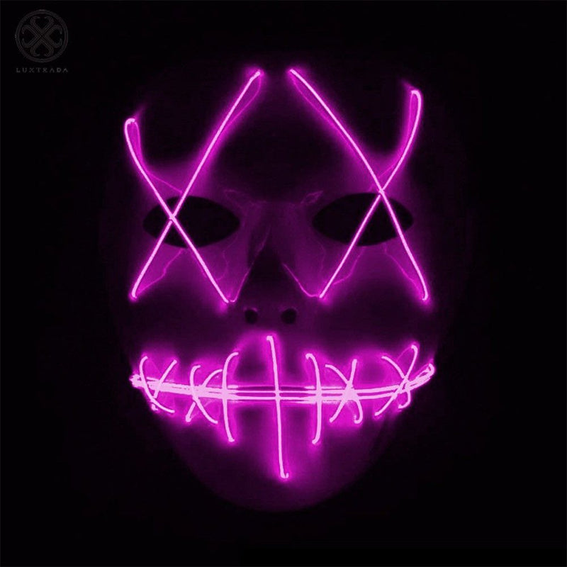 Luxtrada Halloween LED Glow Mask EL Wire Light up the Purge Movie Costume Party +AA Battery (Yellow) Apparel & Accessories > Costumes & Accessories > Masks Luxtrada Pink