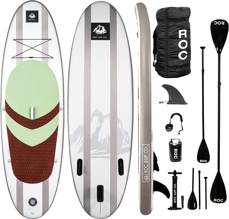 Roc Inflatable Stand up Paddle Boards with Premium SUP Paddle Board Accessories, Wide Stable Design, Non-Slip Comfort Deck for Youth & Adults Sporting Goods > Outdoor Recreation > Winter Sports & Activities Roc Sup Co Desert  