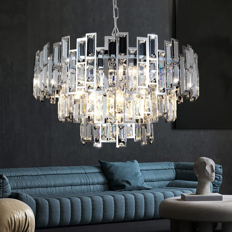 ANTILISHA Gold Crystal Chandelier Lighting Foyer Hall Entry Way Chandeliers Light Fixture for High Ceiling Sloped Pendant Hanging French Empire Style round Large Home & Garden > Lighting > Lighting Fixtures > Chandeliers ANTILISHA Chrome 24 Inch 