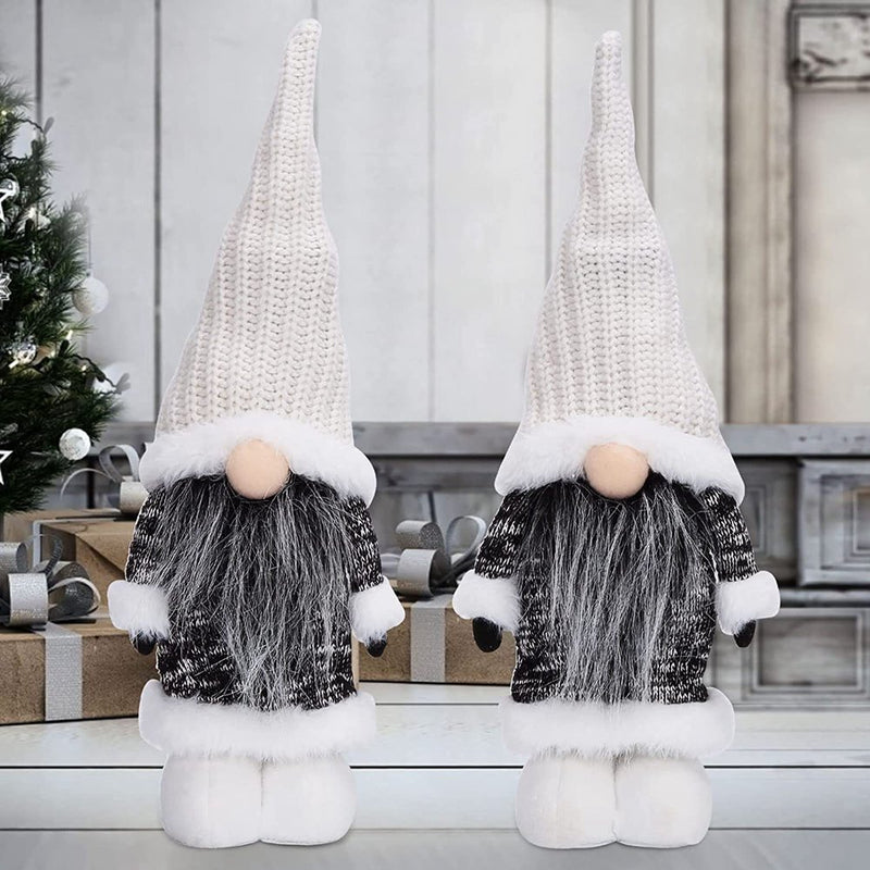 Soonbuy 2Pcs Plush Christmas Gnomes with LED Light (8 In) for Winter Holiday Home Decorations (Pink & Gray) Home & Garden > Decor > Seasonal & Holiday Decorations Soonbuy Gray and White  
