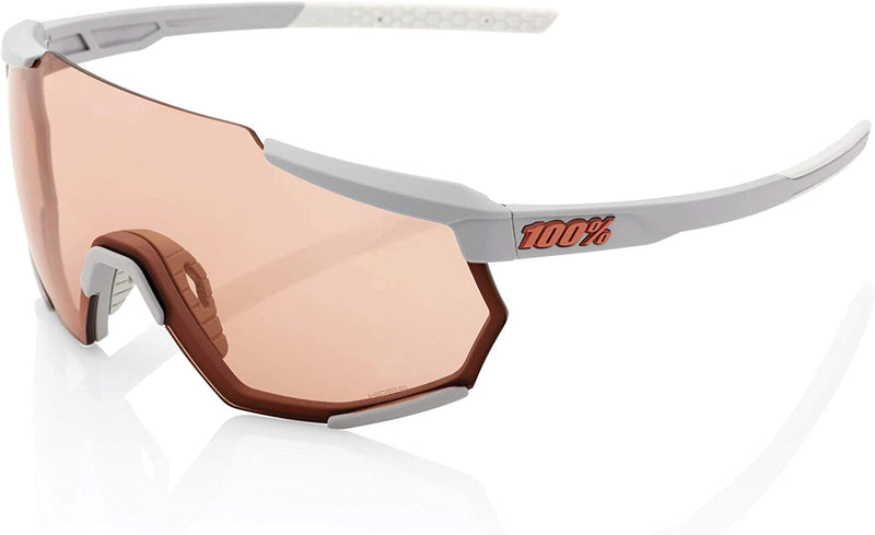 100% Racetrap Sport Performance Sunglasses - Sport and Cycling Eyewear with HD Lenses, Lightweight and Durable TR90 Frame Sporting Goods > Outdoor Recreation > Cycling > Cycling Apparel & Accessories 100% Soft Tact Stone Grey - Hiper Coral_lens  