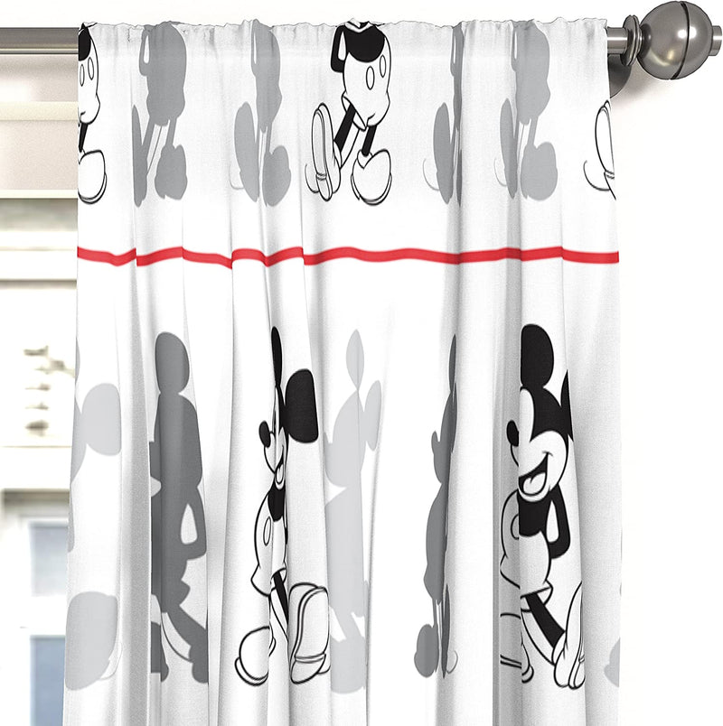 Disney Mickey Mouse Jersey White 4 Piece 84" Curtain/Drapes Set (2 Panels, 2 Tiebacks)